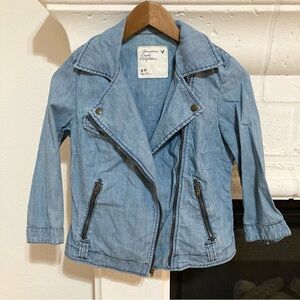 American Eagle Outfitters Denim Moto Jacket Chambray XS